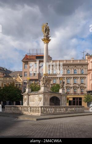 La colonne de la peste baroque à la place de la liberté - Brno, République tchèque Banque D'Images