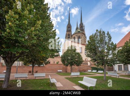 Terrasses de Capuchin et cathédrale Saint-Jean Peter et Paul - Brno, République tchèque Banque D'Images