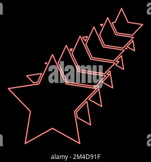 Néon six étoiles Star concept icône noir couleur vecteur illustration style plat image simple rouge couleur vecteur illustration image style plat lumière Illustration de Vecteur