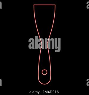 Construction au néon spatule couteau à mastiquer outil à tasser instrument de construction matériel de construction Trowel icône noir couleur vecteur illustration plate Illustration de Vecteur