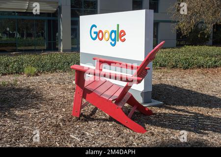 Google Office signe sur le campus Google en Californie Etats-Unis Banque D'Images