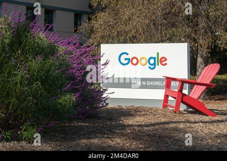 Google Office signe sur le campus Google en Californie Etats-Unis Banque D'Images