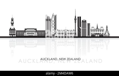 Silhouette Skyline panorama de la ville d'Auckland, Nouvelle-Zélande - illustration vectorielle Illustration de Vecteur