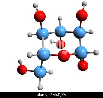 3D image de la formule du squelette de delta-lactone de Glucono - structure chimique moléculaire de l'additif alimentaire isolé sur fond blanc Banque D'Images