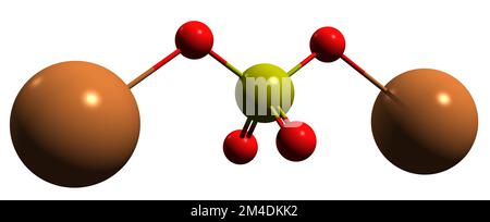 3D image de la formule squelettique du sulfate de potassium - structure chimique moléculaire du sulfate de potasse isolé sur fond blanc Banque D'Images