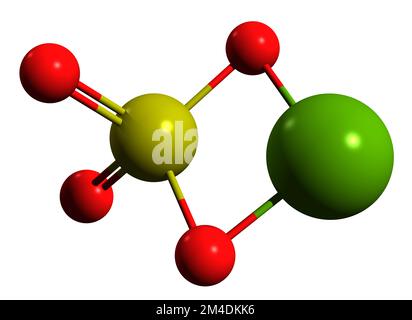 3D image de la formule squelettique du sulfate de magnésium - structure chimique moléculaire de l'heptahydrate du sulfate de magnésium isolé sur fond blanc Banque D'Images