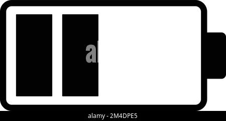 Icône de l'indicateur de charge de la batterie. Énergie de la batterie à moitié niveau. Icône de charge de la capacité de la pile alcaline. Style plat - vecteur de stock. Illustration de Vecteur