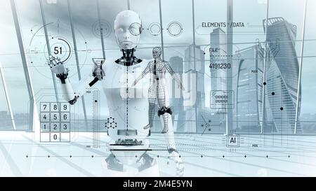L'avenir de la robotique et l'humanisation de l'intelligence artificielle. Banque D'Images