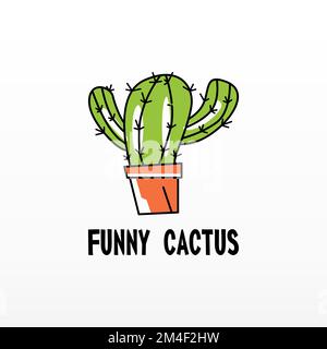 Mignon et unique Cactus fleur en pot image graphique icône logo design abstrait concept vecteur stock. Peut être utilisé comme symboles liés à l'usine ou à l'intérieur Illustration de Vecteur