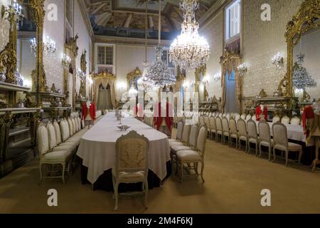 Sala da CEIA - salle de souper salle de banquet au Palácio da Ajuda - Palais d'Ajuda à Lisbonne, Portugal, Europe Banque D'Images