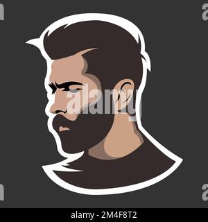 Motif barbe. Impressionnant logo homme barbu. Un homme avec le logotype de barbe.EPS 10 Illustration de Vecteur