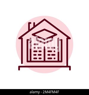 Accueil école icône de ligne de couleur. Apprentissage des enfants. Pictogramme pour page Web Illustration de Vecteur