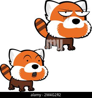 angry drôle grande tête rouge panda personnage caricatures pack d'expressions en format vectoriel Illustration de Vecteur