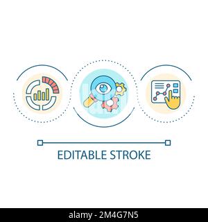 Utilisation des outils statistiques icône de concept de boucle Illustration de Vecteur