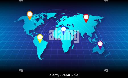 Modèle d'infographie de carte du monde avec emplacement des points. Illustration vectorielle. Illustration de Vecteur