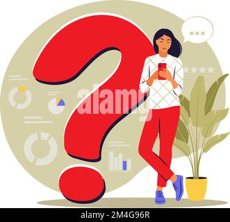 Concept de questions. Les gens posent des questions fréquemment posées. FAQ. Vecteur. Plat Illustration de Vecteur