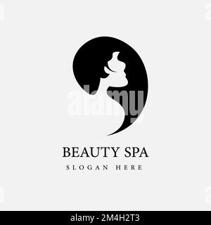 Spa, salon de beauté, modèle de design avec logo pour les cheveux et les femmes Banque D'Images