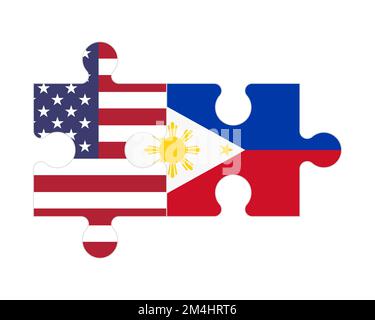 Puzzle connecté des drapeaux des États-Unis et des Philippines, Vector Illustration de Vecteur