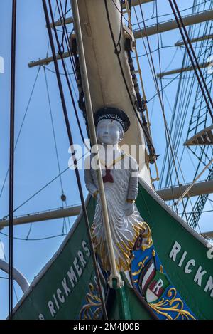 Figure de proue sur le bateau à voile Rickmer Rickmers, navire musée dans le port de Hambourg, Hambourg, Allemagne Banque D'Images