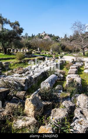 Ruines de l'agora grecque d'Athènes, site d'excavation antique, Athènes, Attique, Grèce Banque D'Images