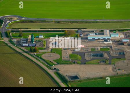 France, Moselle (57), Obergailbach, vue aérienne de la station de pompage à gaz GRTgaz située près de la frontière allemande Banque D'Images