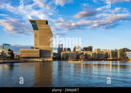 Oslo Skyline, Architecture moderne, Musée Munch, Fjord City, quartier Bjorvika, Oslofjord, Norvège Banque D'Images