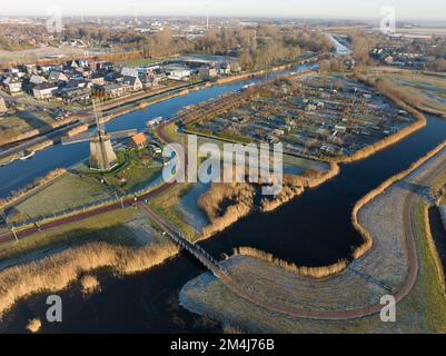 Strijkmolen E, Ouddorp, Alkmaar, pays-Bas. Moulin à polder octogonal en chêne à partir de 1630. Les moulins à repassage ne drainent pas les polissoirs, meulez le Banque D'Images