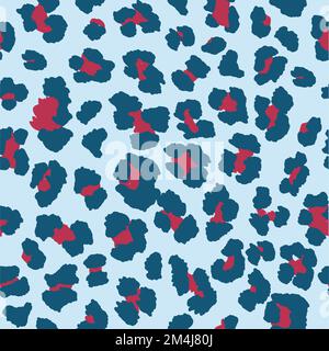 Imprimé léopard sans couture bleu clair, bleu marine et rouge foncé. Illustration de Vecteur