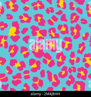 Motif léopard sans couture rose, bleu et jaune Illustration de Vecteur