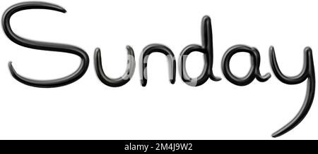 Dimanche, 3D graphique de mot manuscrit en noir Illustration de Vecteur