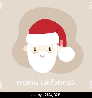 Portrait du Père Noël souriant et lettrage. Inspiration pour Noël. Illustration vectorielle, conception plate Illustration de Vecteur