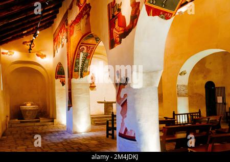 Fresques de l'église romane Sant Joan de Boí. Boí, Vall de Boí, Lérida, Catalogne, Espagne, Europe. Banque D'Images