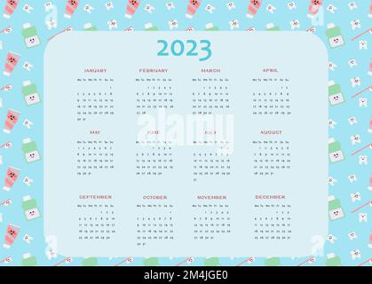 Calendrier 2023 conception individuelle, planificateur personnel, arrière-plan mignon Banque D'Images