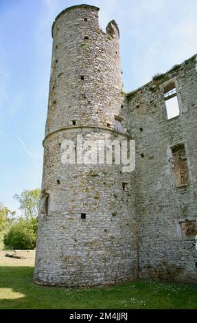 Une des tours en ruines du Château de Montfort près de Saint-Lo, Normandie, France, Europe Banque D'Images