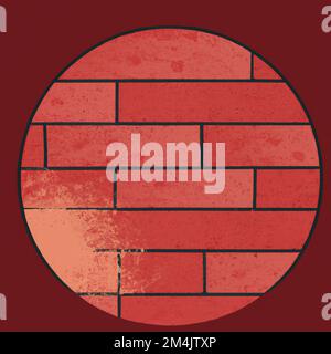Illustration graphique tendance avec une élégante palette de couleurs rouges. Minimilistic Boho à motif floral plat. Banque D'Images