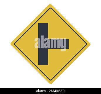 Panneau d'intersection de la route droite. Conception plate. Illustration de Vecteur