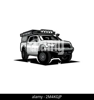 Conception vectorielle d'un pick-up SUV gris clair - voiture tout-terrain Illustration de Vecteur