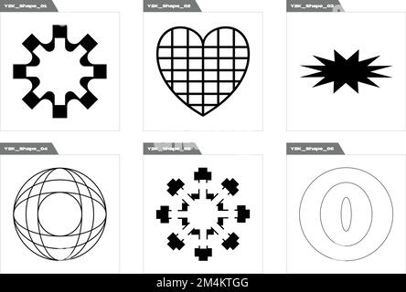 Formes de Brutalisme. Formes d'étoile et de fleur de Brutalisme. Objets de style Y2K. Illustration de Vecteur