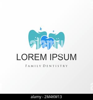 Famille ou 3 Tooths, dents, forme dentaire image graphique icône logo design abstrait concept vecteur stock. symbole lié à la santé ou à la clinique. Illustration de Vecteur