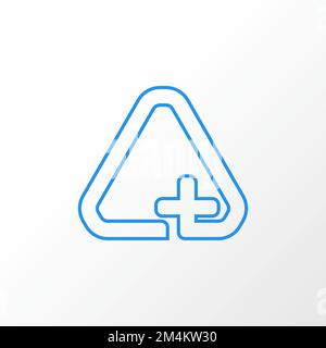 Triangle à double ligne avec plus ou croix rouge image graphique icône logo design abstrait concept vecteur stock. symbole relatif aux urgences ou à l'hôpital Illustration de Vecteur