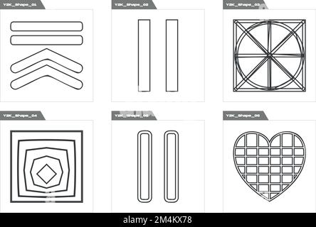 Ensemble de vecteurs de Y2K. Ressources graphiques extraordinaires. Formes abstraites modernes. Illustration de Vecteur