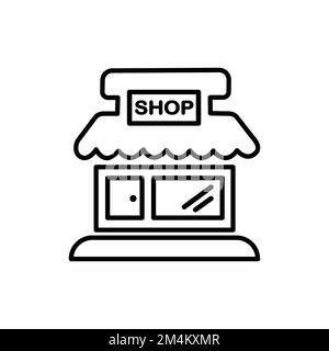 Des panneaux à lignes fines pour le logo du design, la carte de visite, etc Un seul symbole de contour de haute qualité pour la conception Web ou l'application mobile. Pictogramme du contour du magasin. Illustration de Vecteur