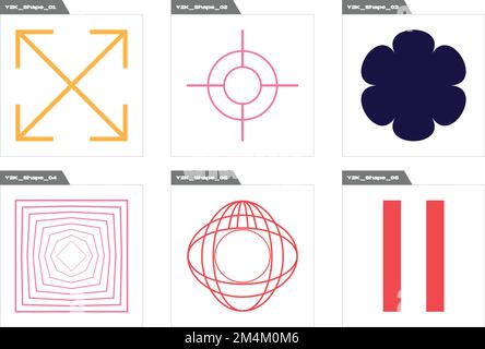 Ensemble de vecteurs de Y2K. Ensemble psychédélique rétro et futuriste rave. Éléments cyberpunk. Illustration de Vecteur