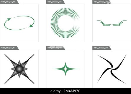 Ensemble de ressources graphiques vectorielles. Formes d'étoile et de fleur de Brutalisme. Icônes minimalistes plates. Illustration de Vecteur