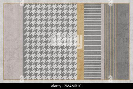 Motif géométrique de tapis à texture de ligne abstraite, fond gris. Banque D'Images