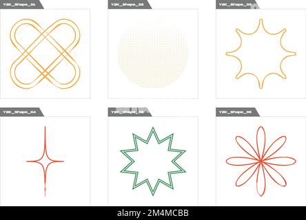 Formes de Brutalisme. Ensemble psychédélique rétro et futuriste rave. Icônes minimalistes plates. Illustration de Vecteur