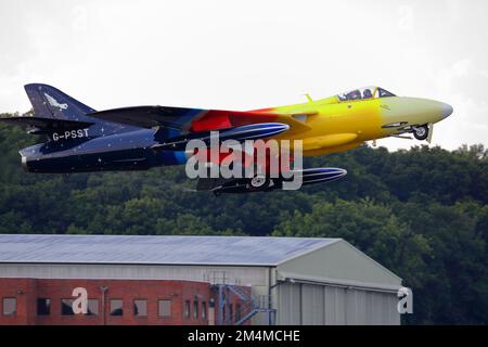 Hawker Hunter Mk 58A « miss demeanor » au Dunsfold Wing and Wheels Show 2013, Surrey, Royaume-Uni Banque D'Images