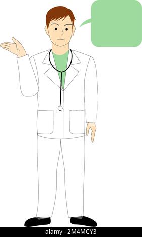 Un médecin mâle, vétérinaire donnant un conseil avec ballon de parole Banque D'Images