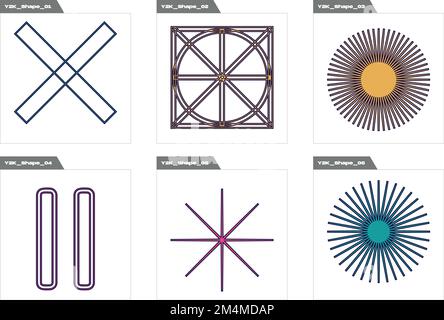 Ensemble de vecteurs de Y2K. Formes d'étoile et de fleur de Brutalisme. Icônes minimalistes plates. Illustration de Vecteur