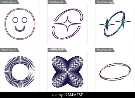 Ensemble de vecteurs de Y2K. Formes d'étoile et de fleur de Brutalisme. Icônes minimalistes plates. Illustration de Vecteur